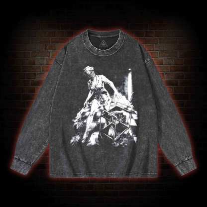 Retro Hello Nurse Washed Long-Sleeve T-shirt