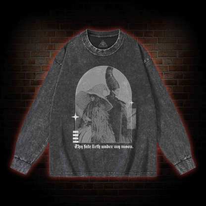 Thy Fate Lieth under My Moon Washed Long-Sleeve T-shirt