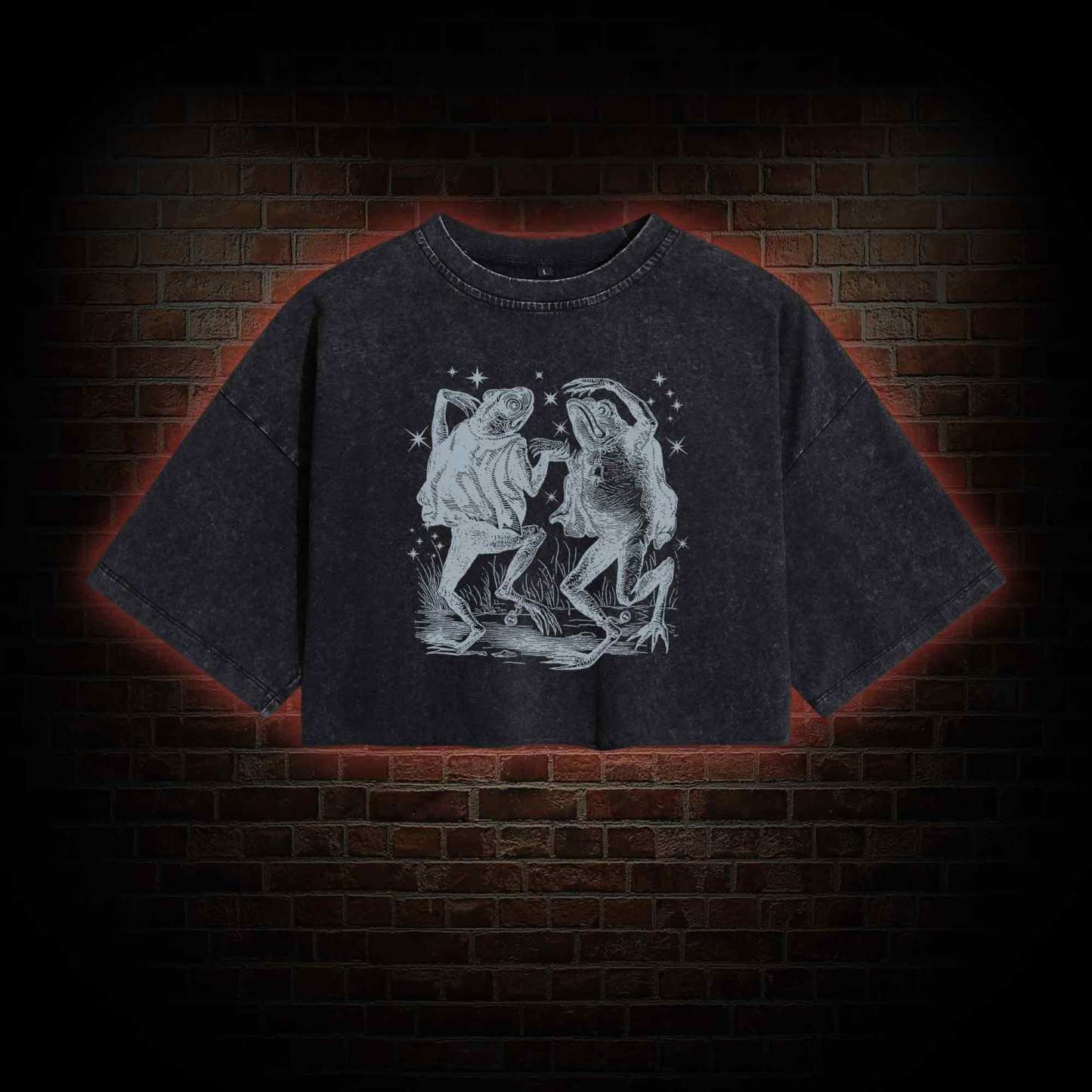 Dancing Frogs Vintage Washed Cropped T-shirts