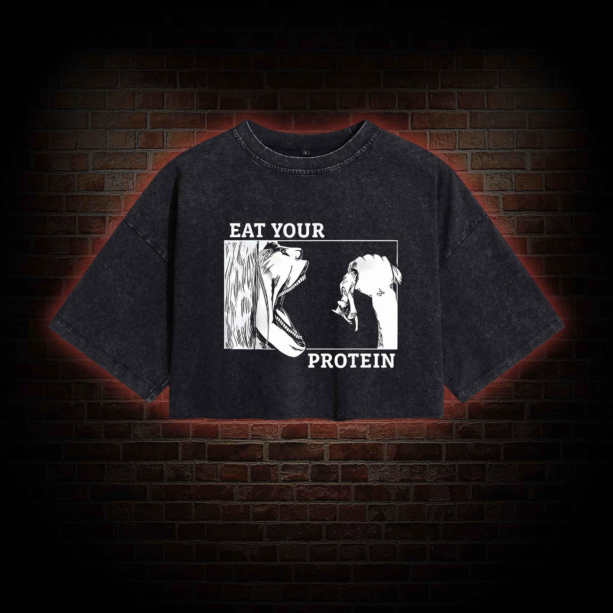 Eat Your Protein Washed Cropped T-shirts