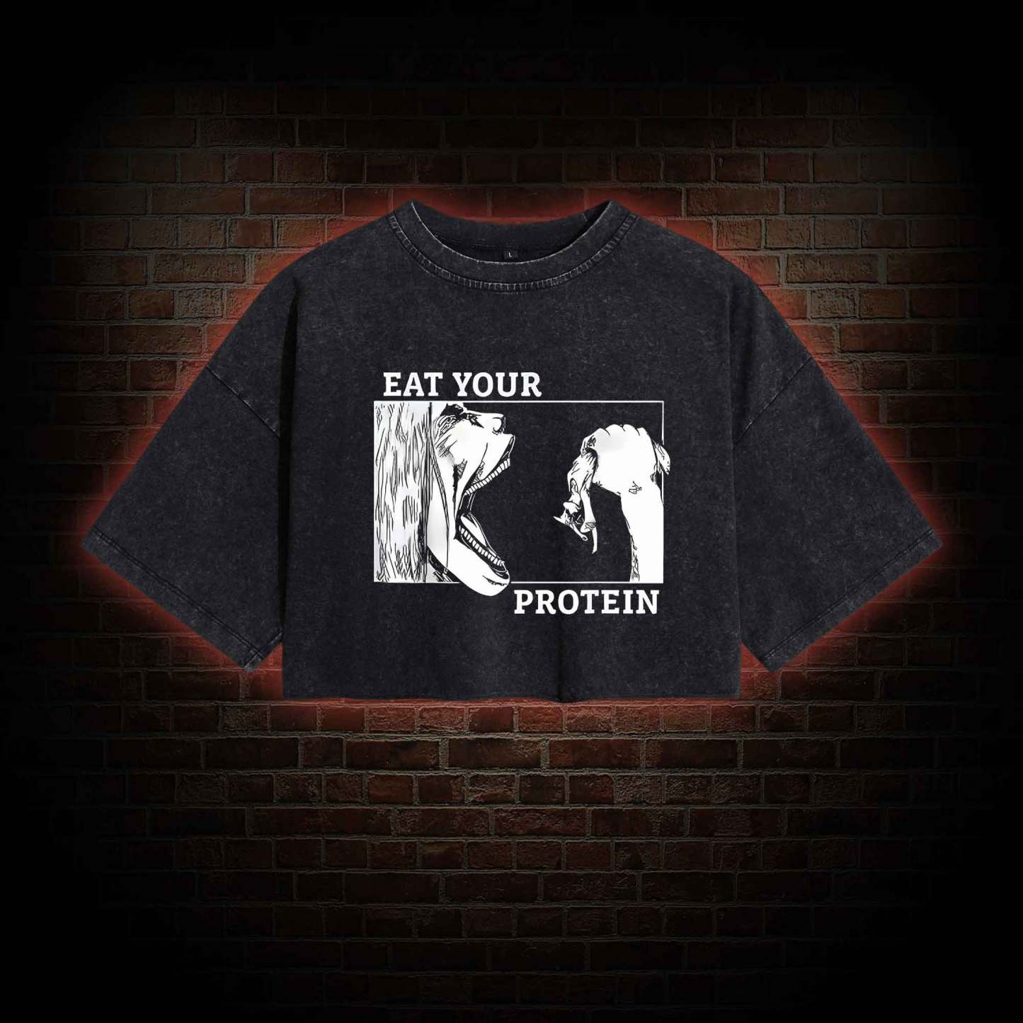 Eat Your Protein Washed Cropped T-shirts