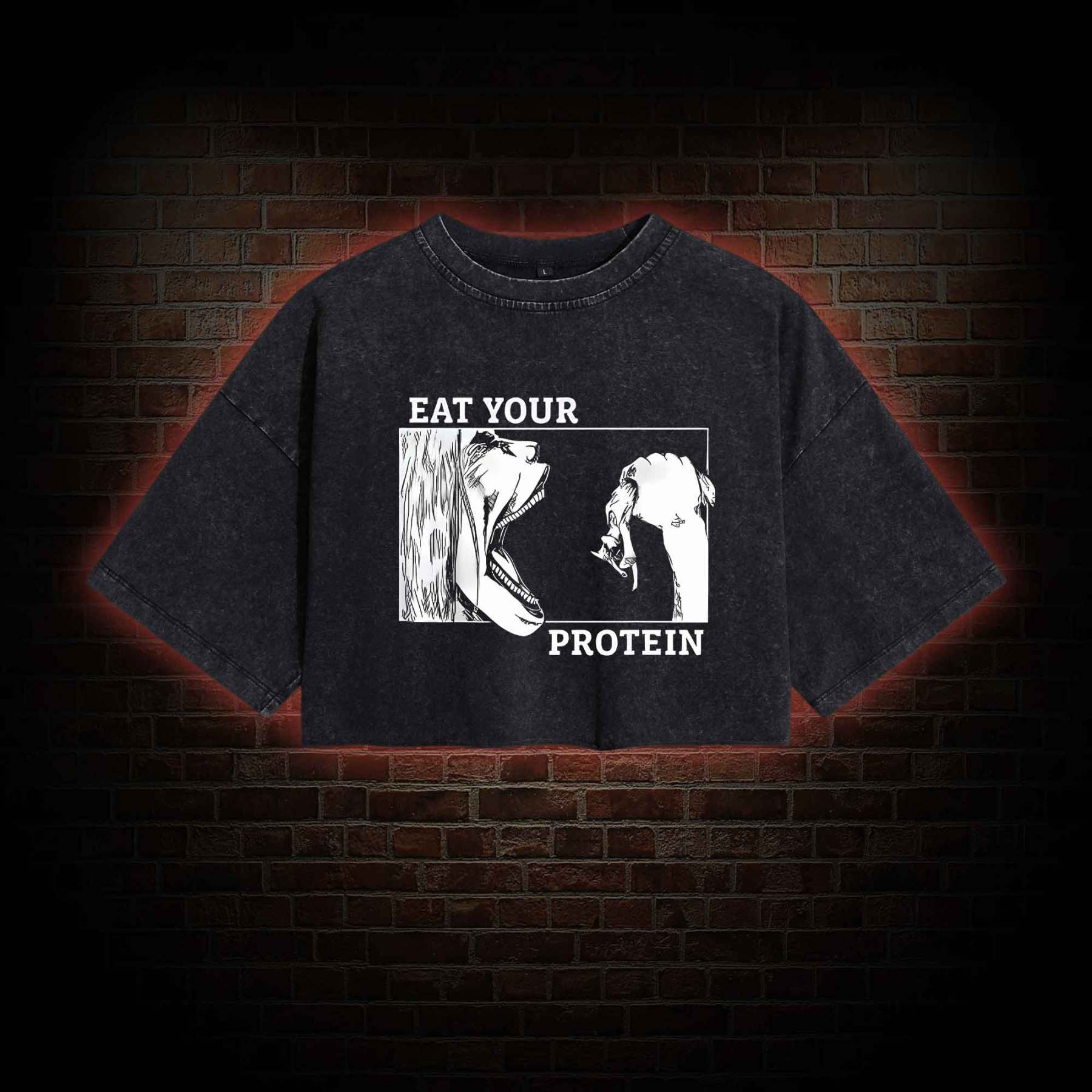 Eat Your Protein Washed Cropped T-shirts