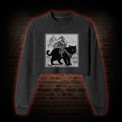Medieval Knight Washed Cropped Sweatshirts