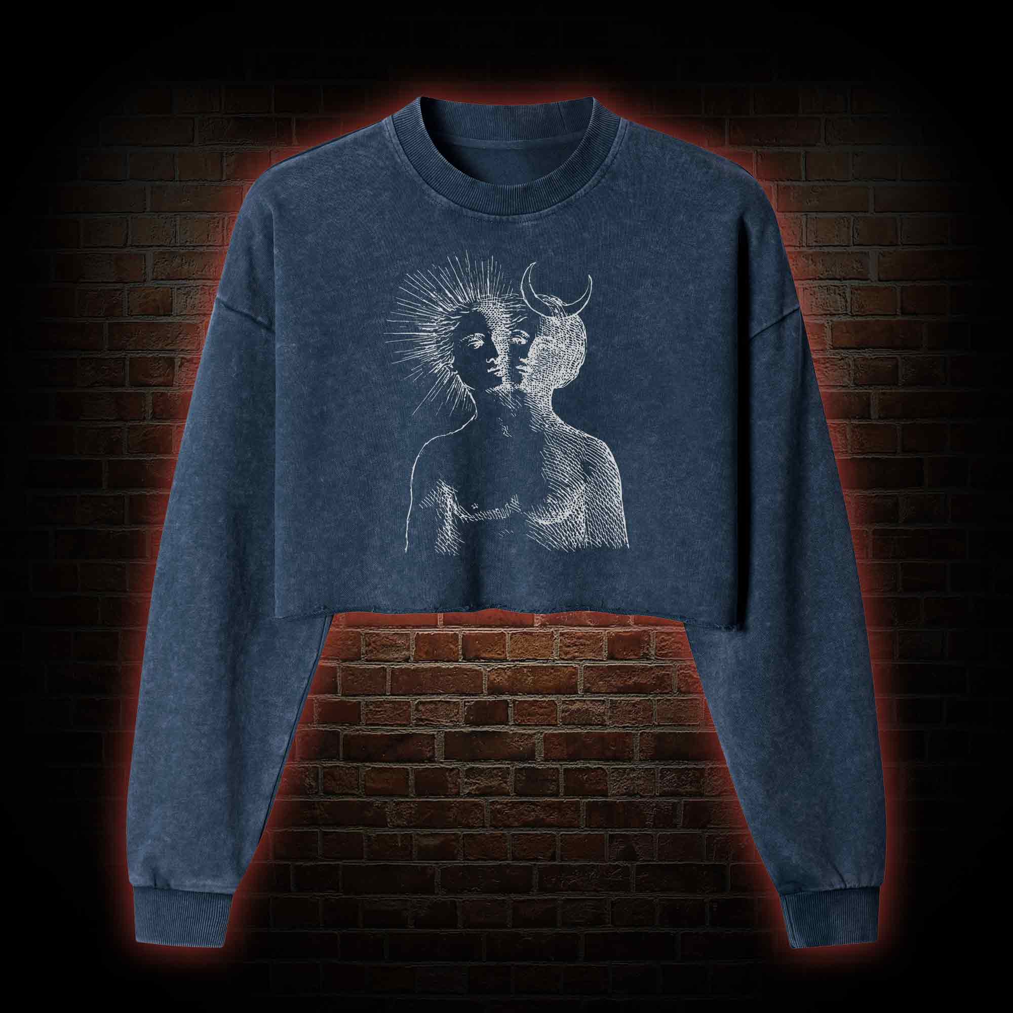 Duality Washed Cropped Sweatshirts