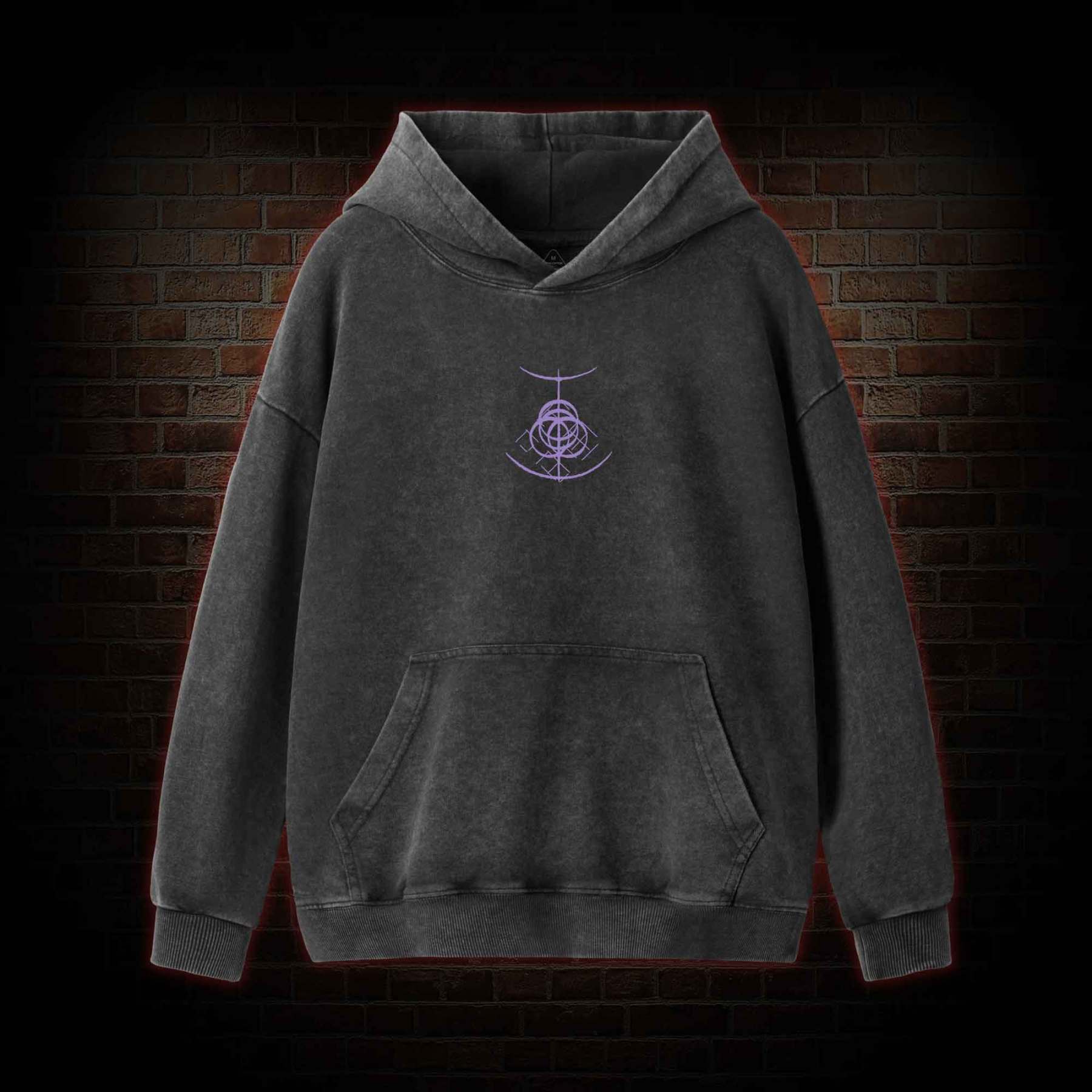 Demigod Witch Back Print Washed Hoodie