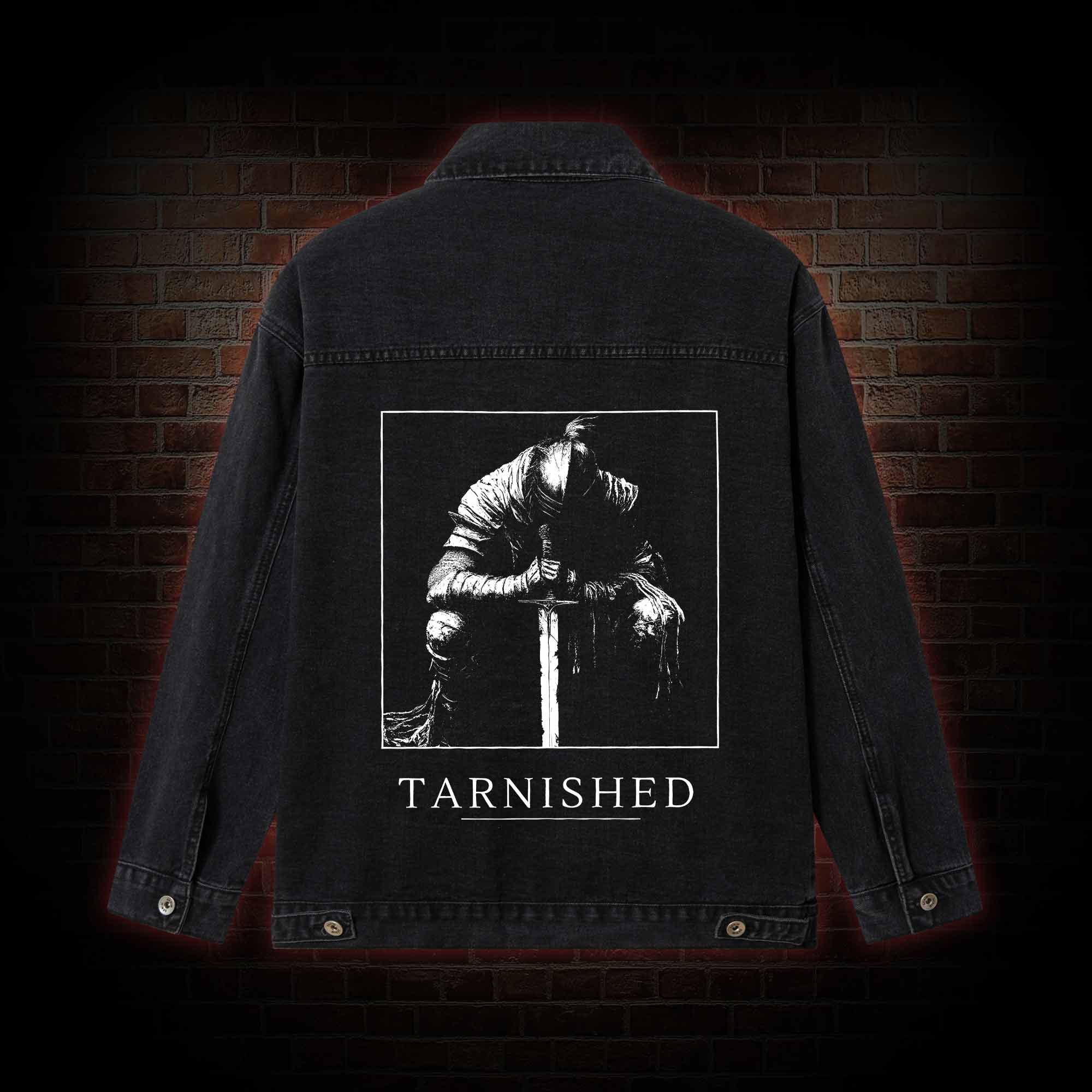 Dark Knight with Sword Denim Jacket