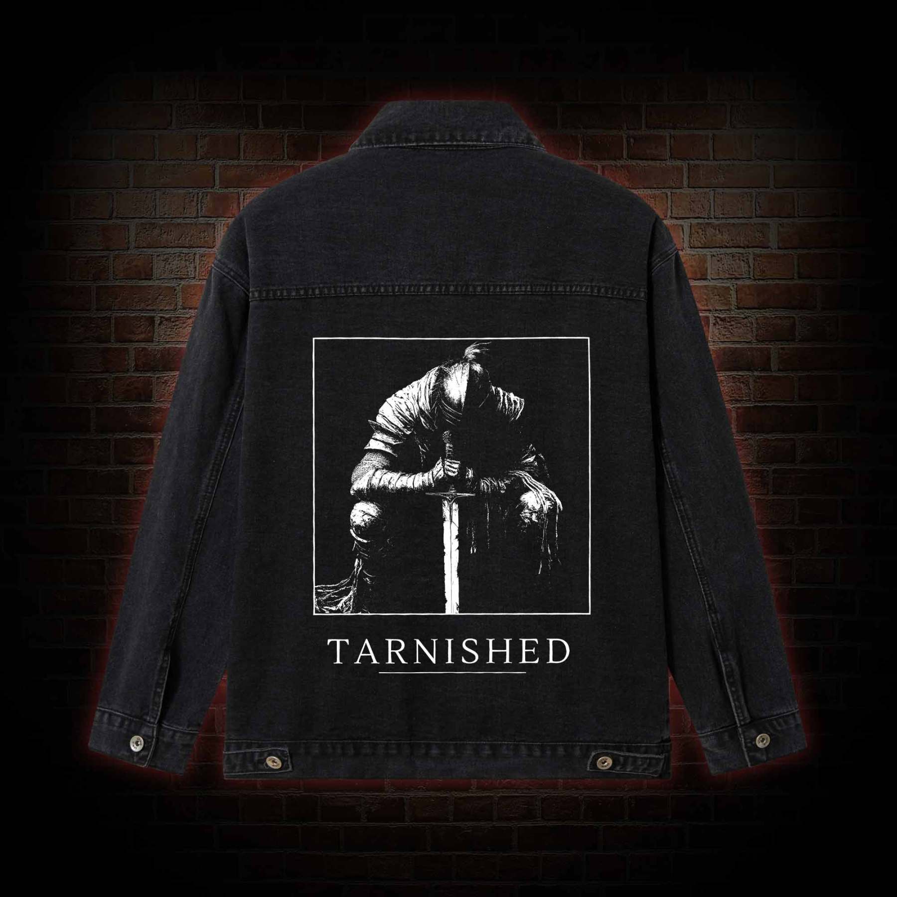 Dark Knight with Sword Denim Jacket