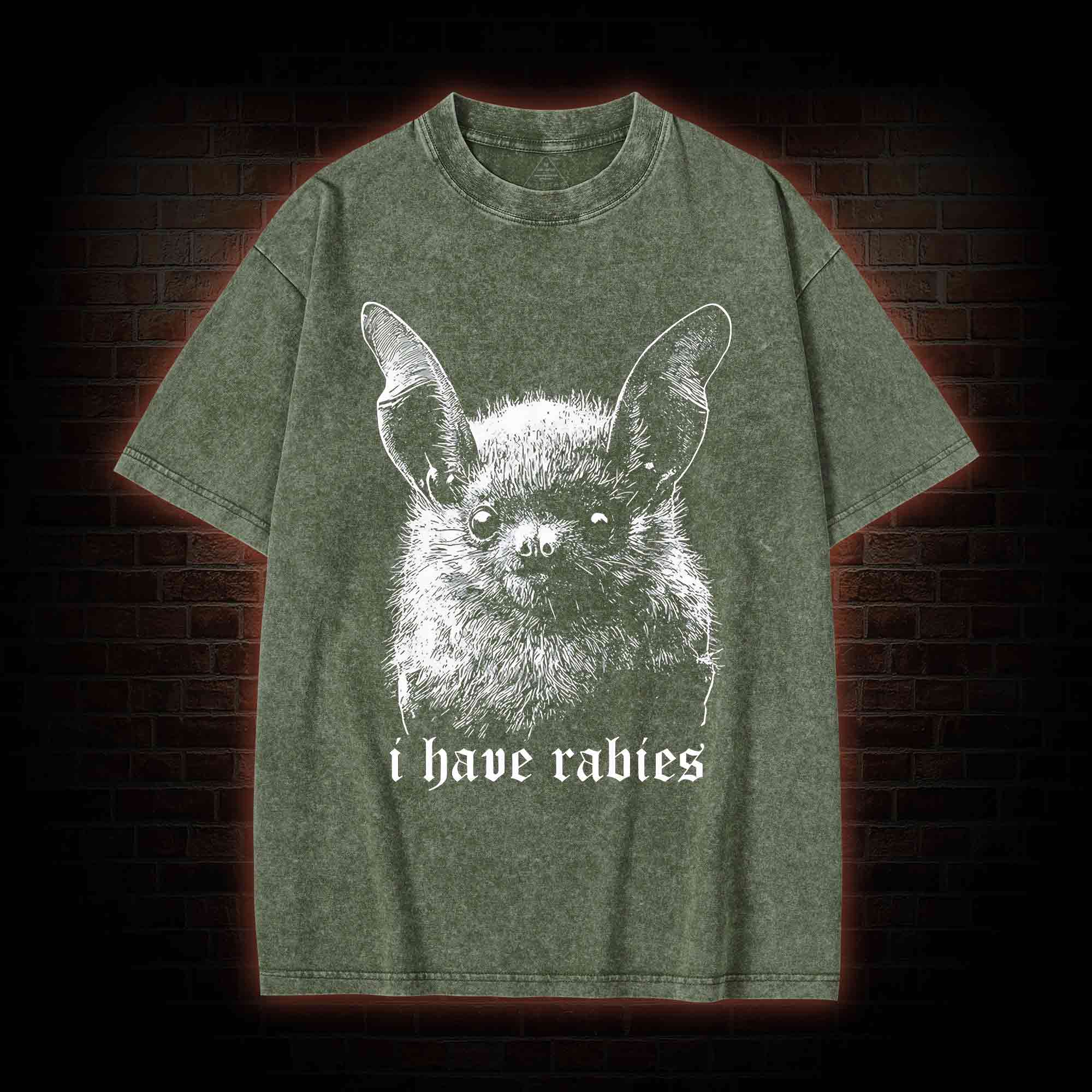 I Have Rabies Bat Washed T-shirt