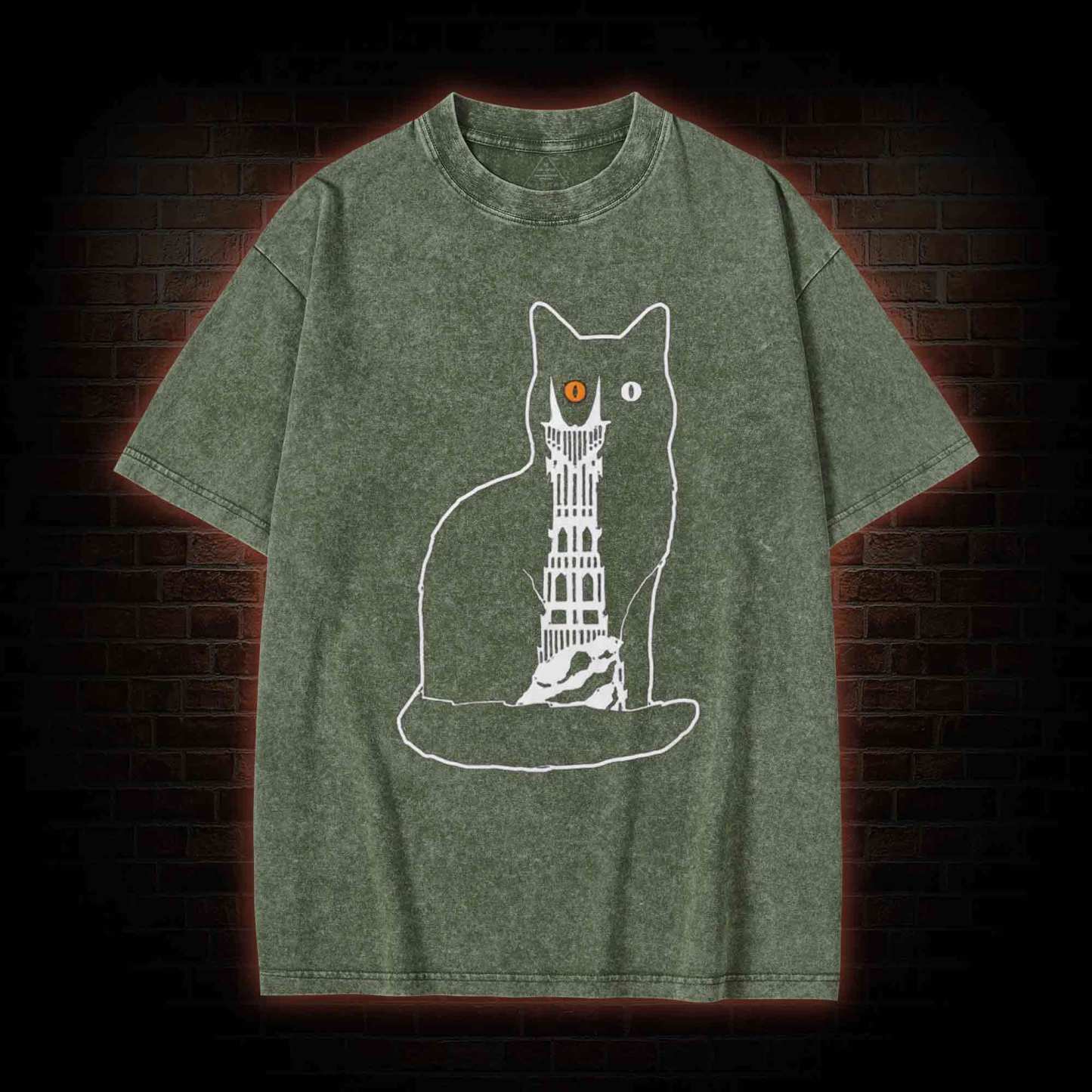 Cat Sauron Funny Washed T-shirt