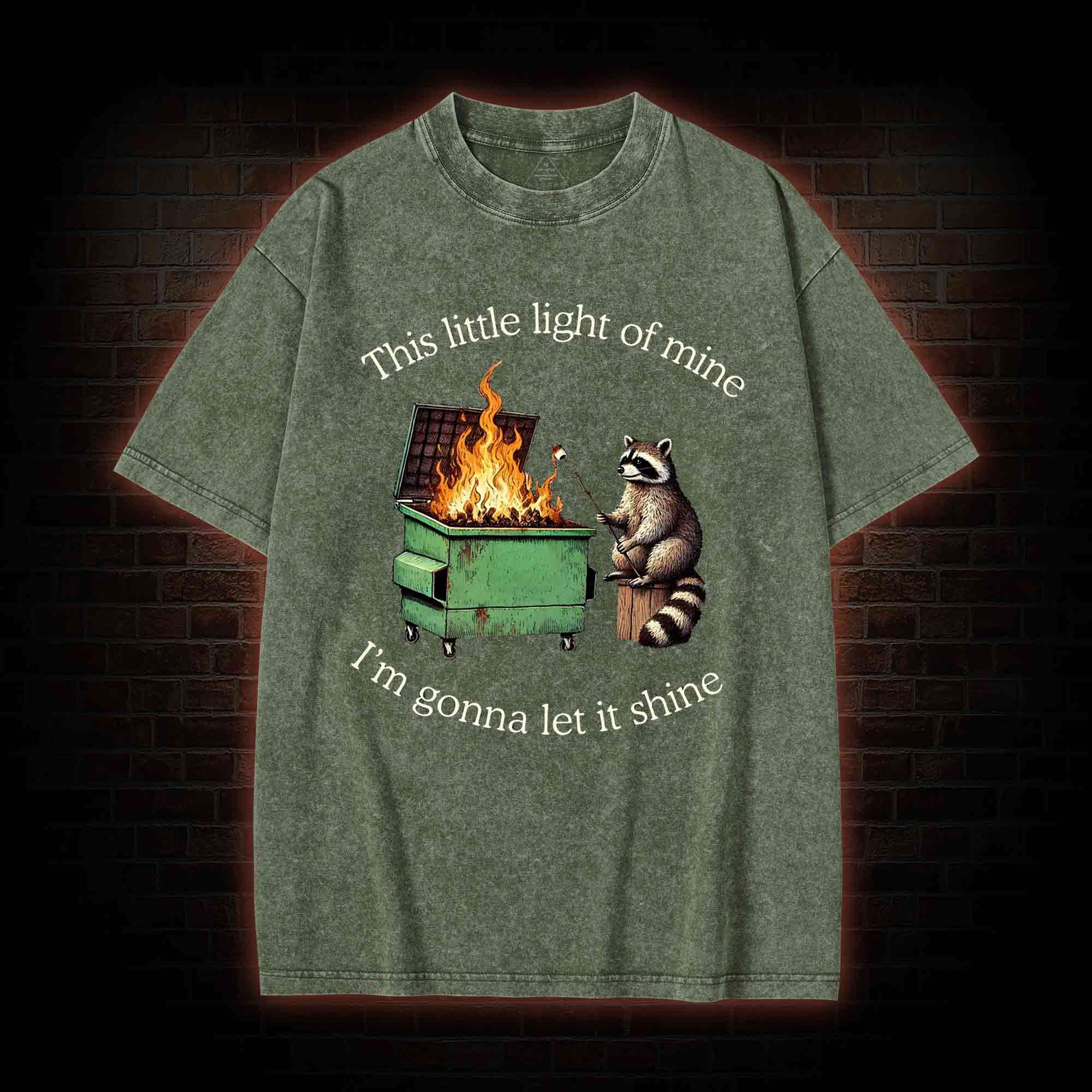 Dumpster Fire Raccoon Washed T-shirt