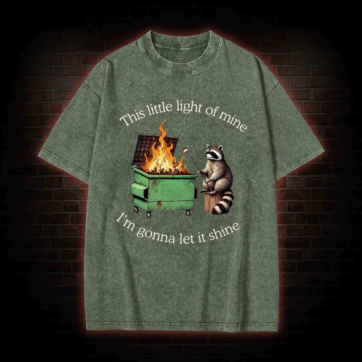 Dumpster Fire Raccoon Washed T-shirt