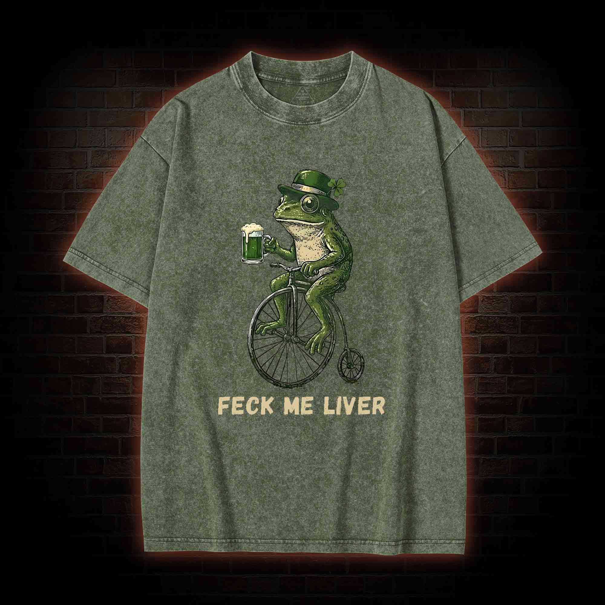 Funny Irish Frog Washed T-shirt