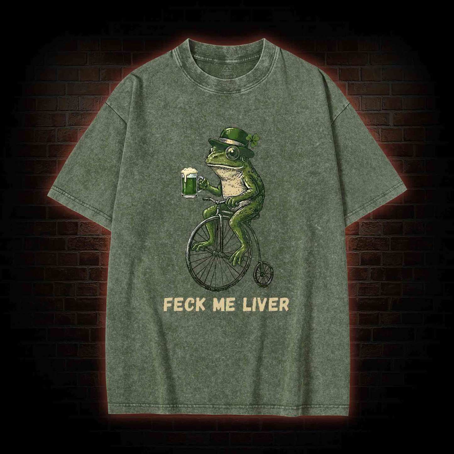 Funny Irish Frog Washed T-shirt
