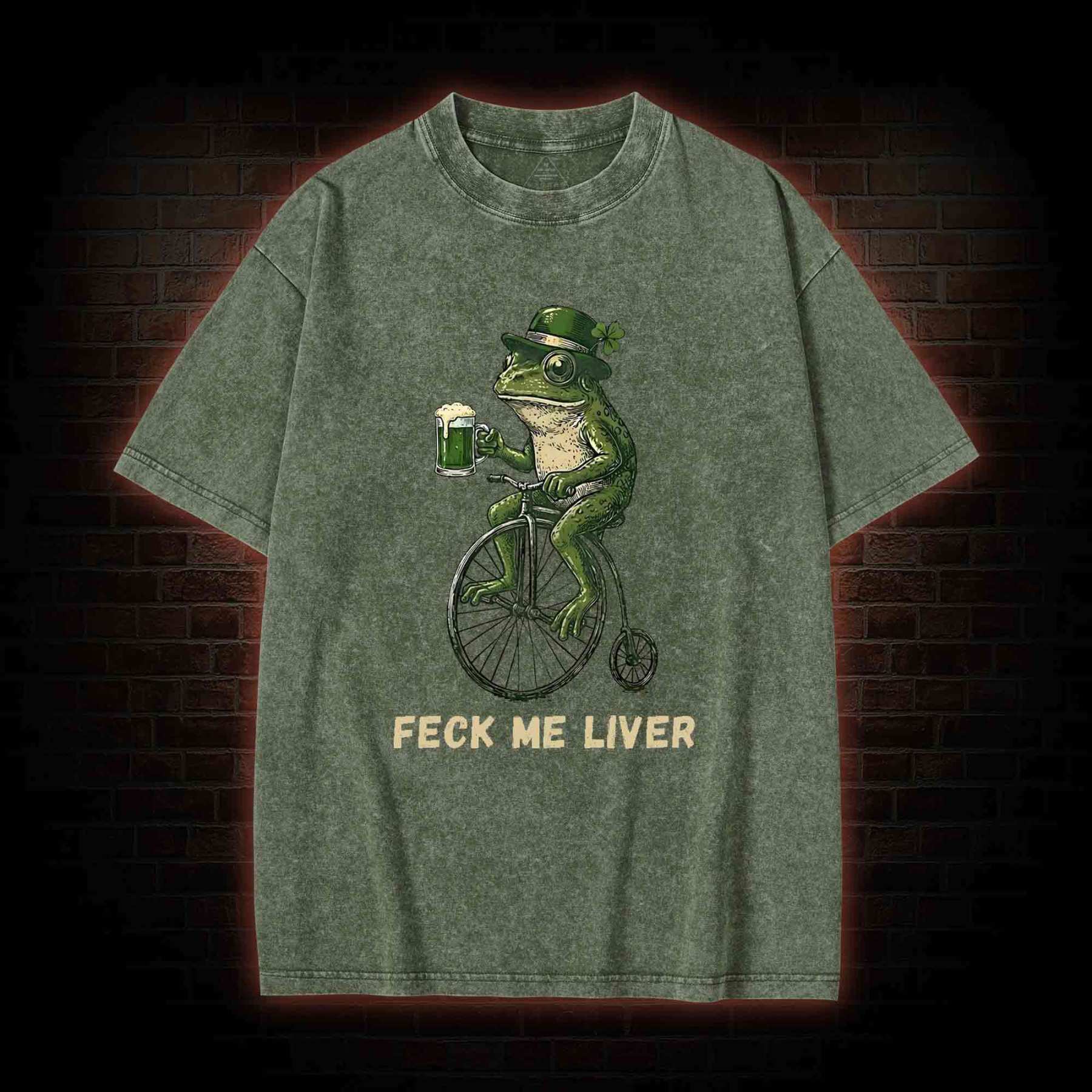 Funny Irish Frog Washed T-shirt