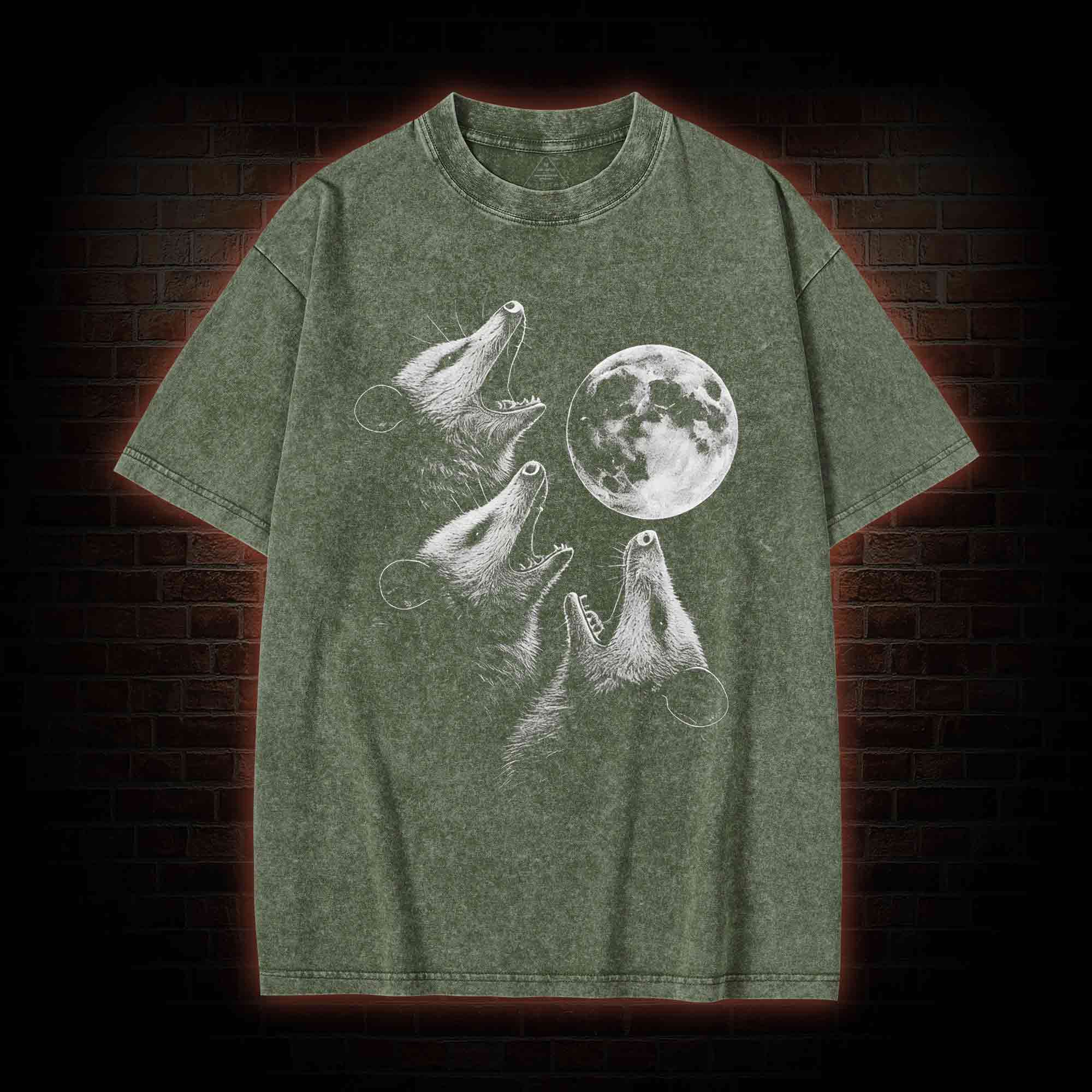 Possums Howling to Moon Washed T-shirt