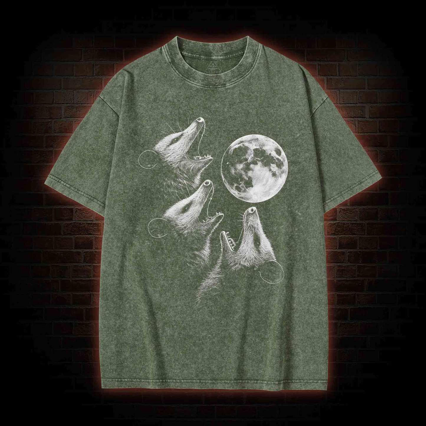 Possums Howling to Moon Washed T-shirt