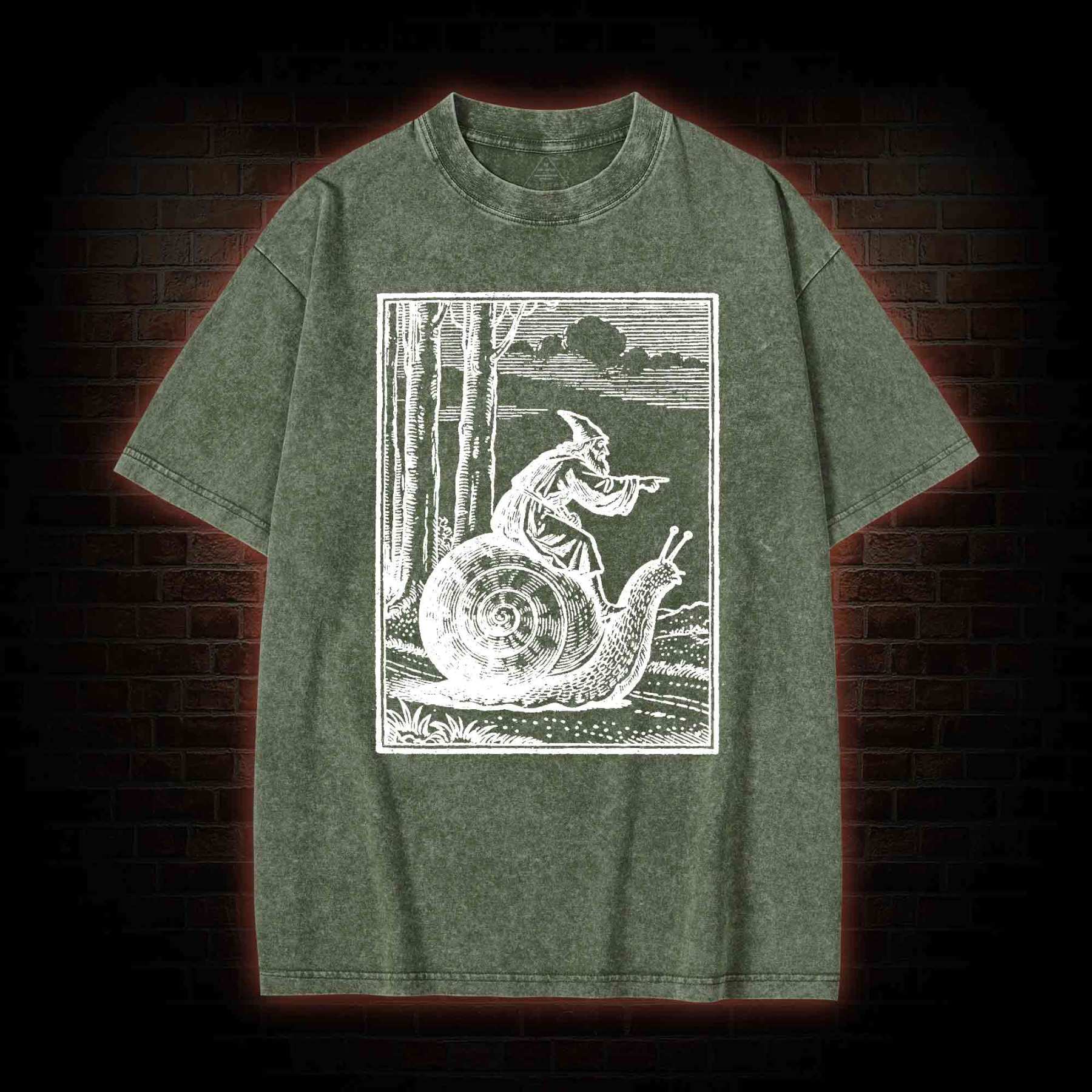 Medieval Snail Rider Washed T-shirt