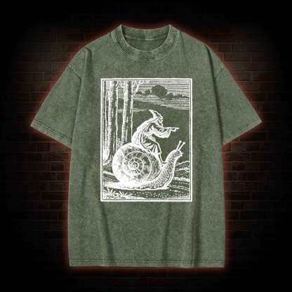 Medieval Snail Rider Washed T-shirt