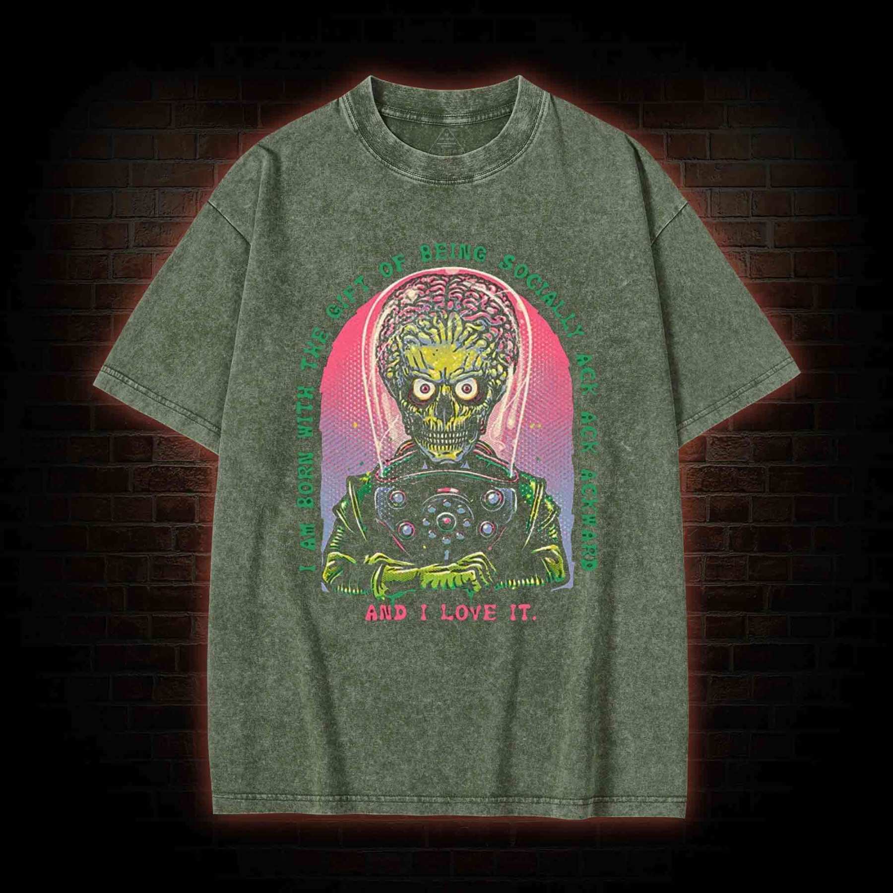 Socially Ack Ack Ackward Washed T-shirt