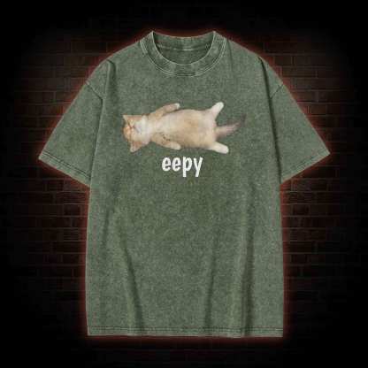 Silly Sleepy Cat Washed T-shirt