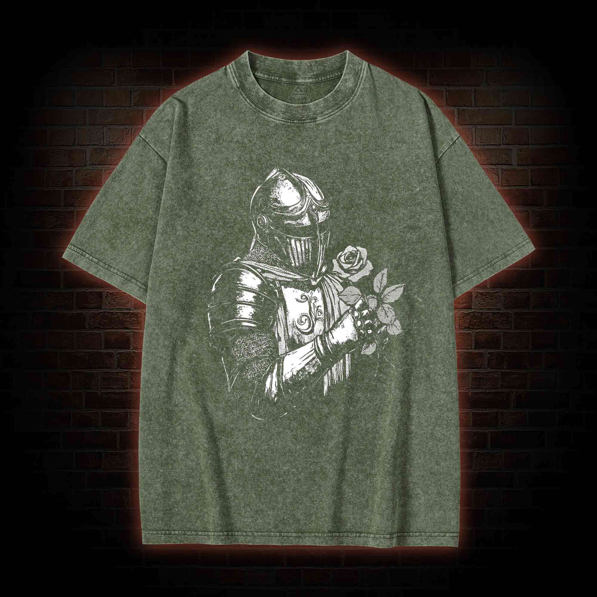 Knight Holding Roses Washed T-shirt