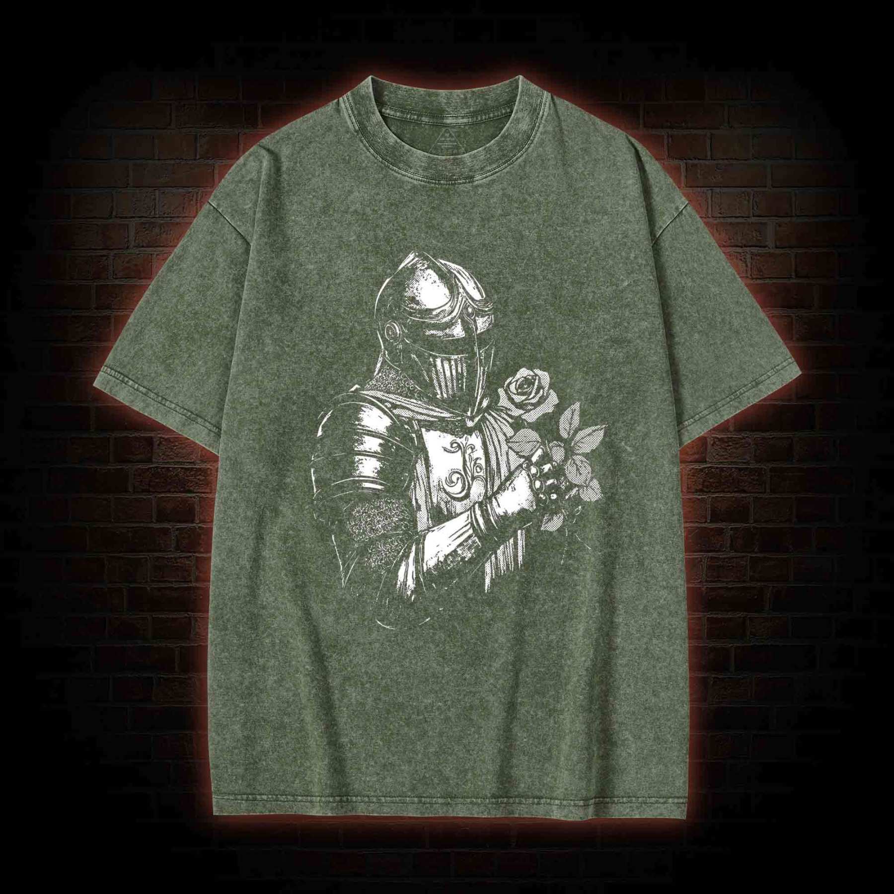 Knight Holding Roses Washed T-shirt