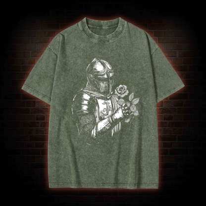 Knight Holding Roses Washed T-shirt