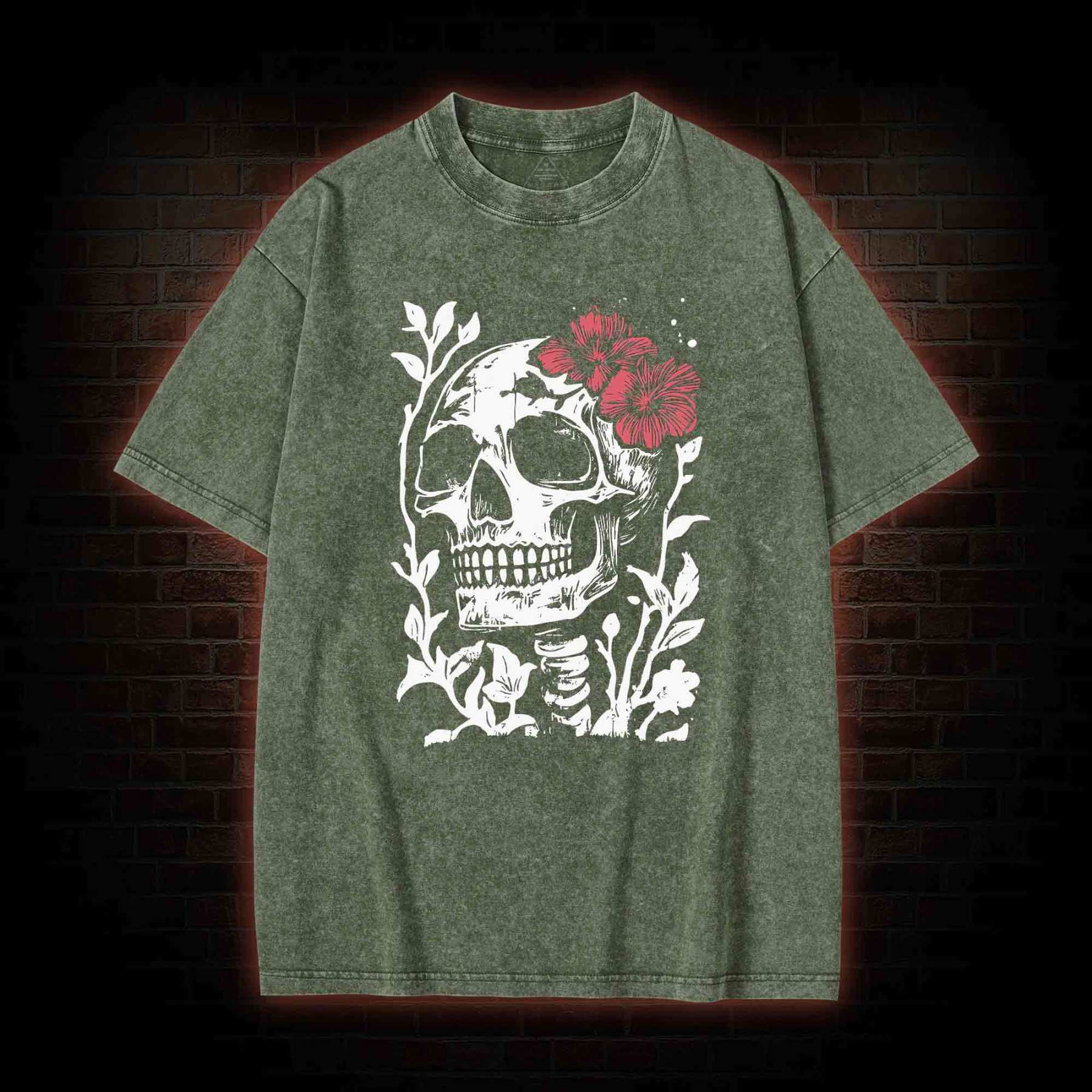 Flower Skull Washed T-shirt