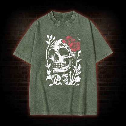 Flower Skull Washed T-shirt