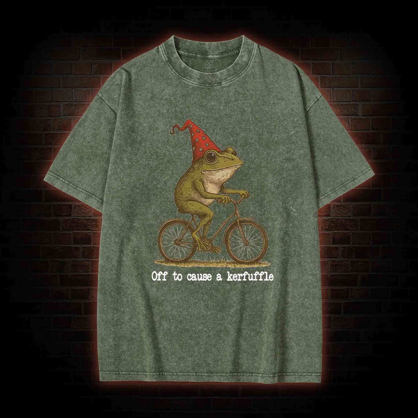 Off to Cause a Kerfuffle Frog Washed T-shirt