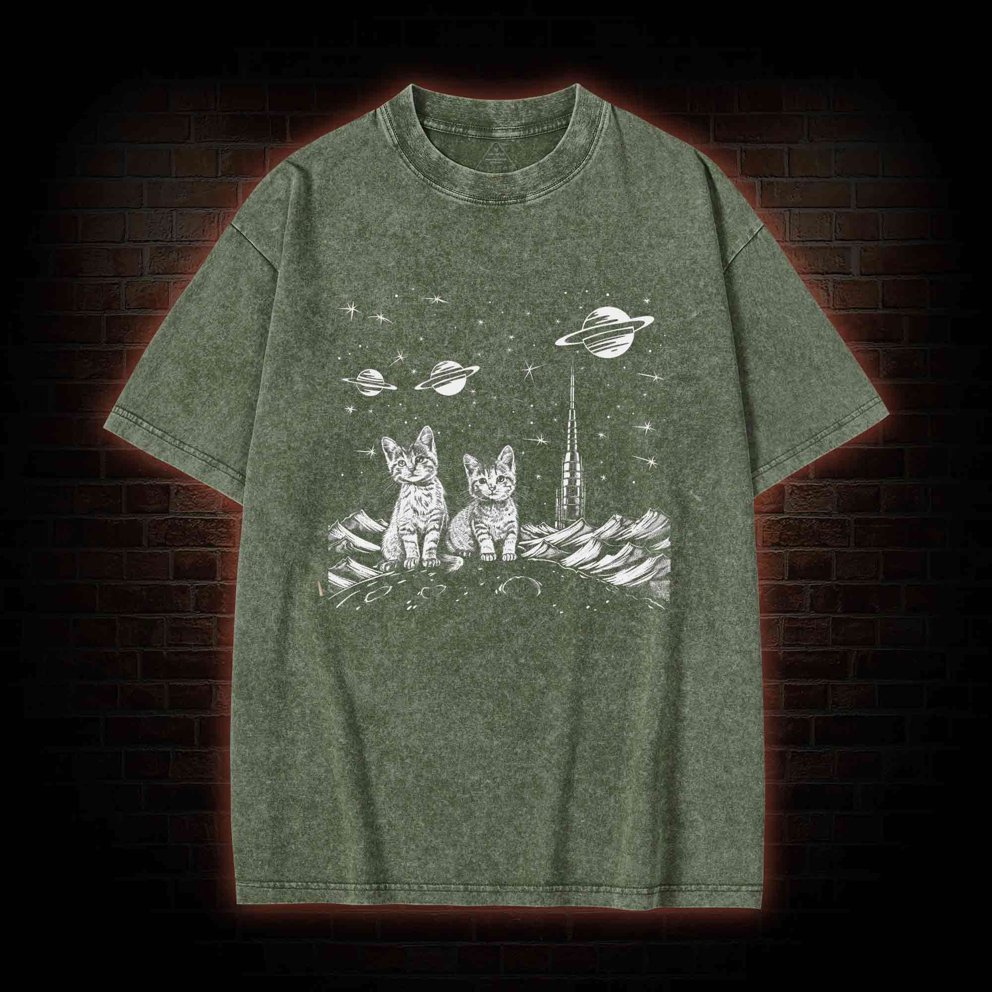 Space Kittens Washed T-shirt