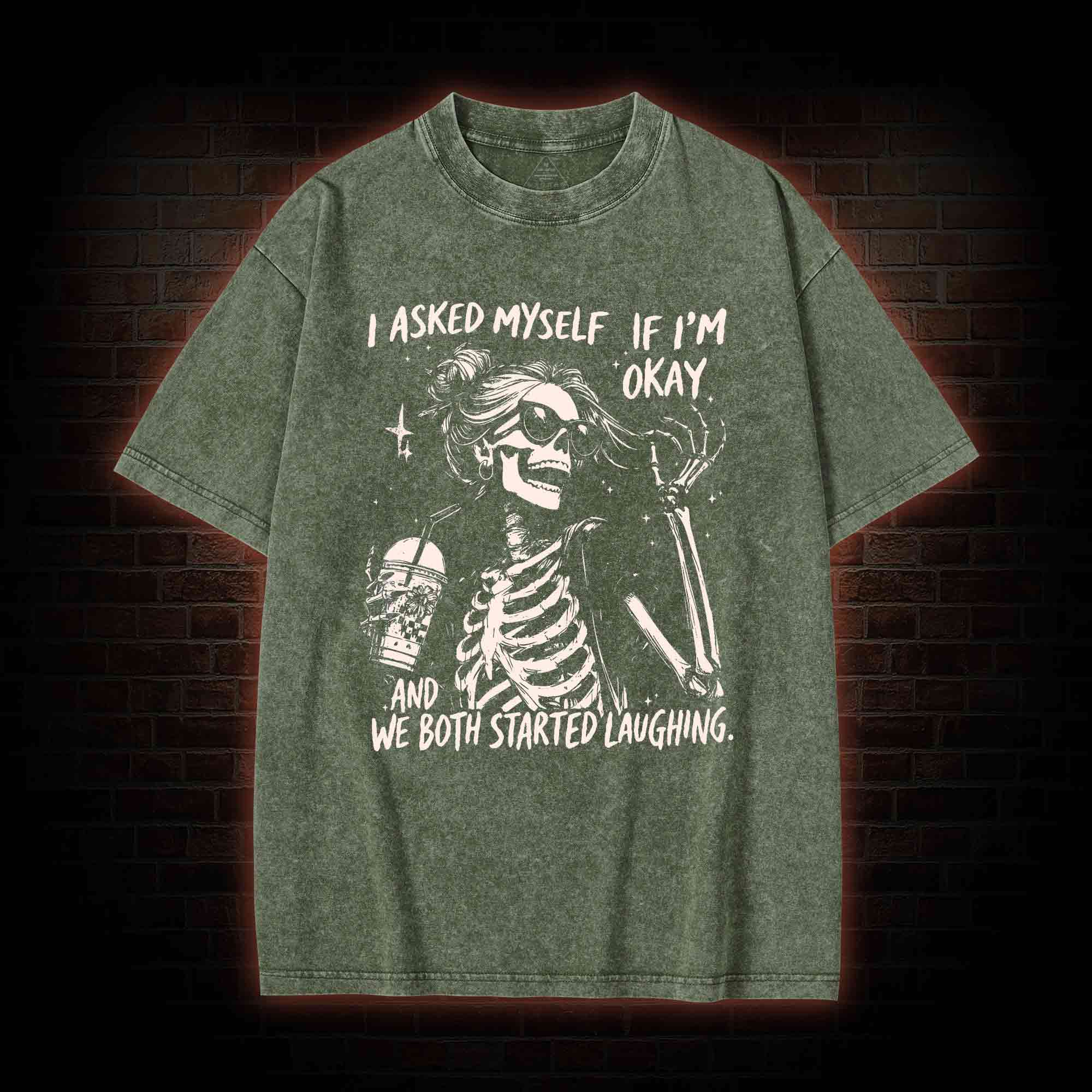 I Asked Myself If I'm Okay Washed T-shirt