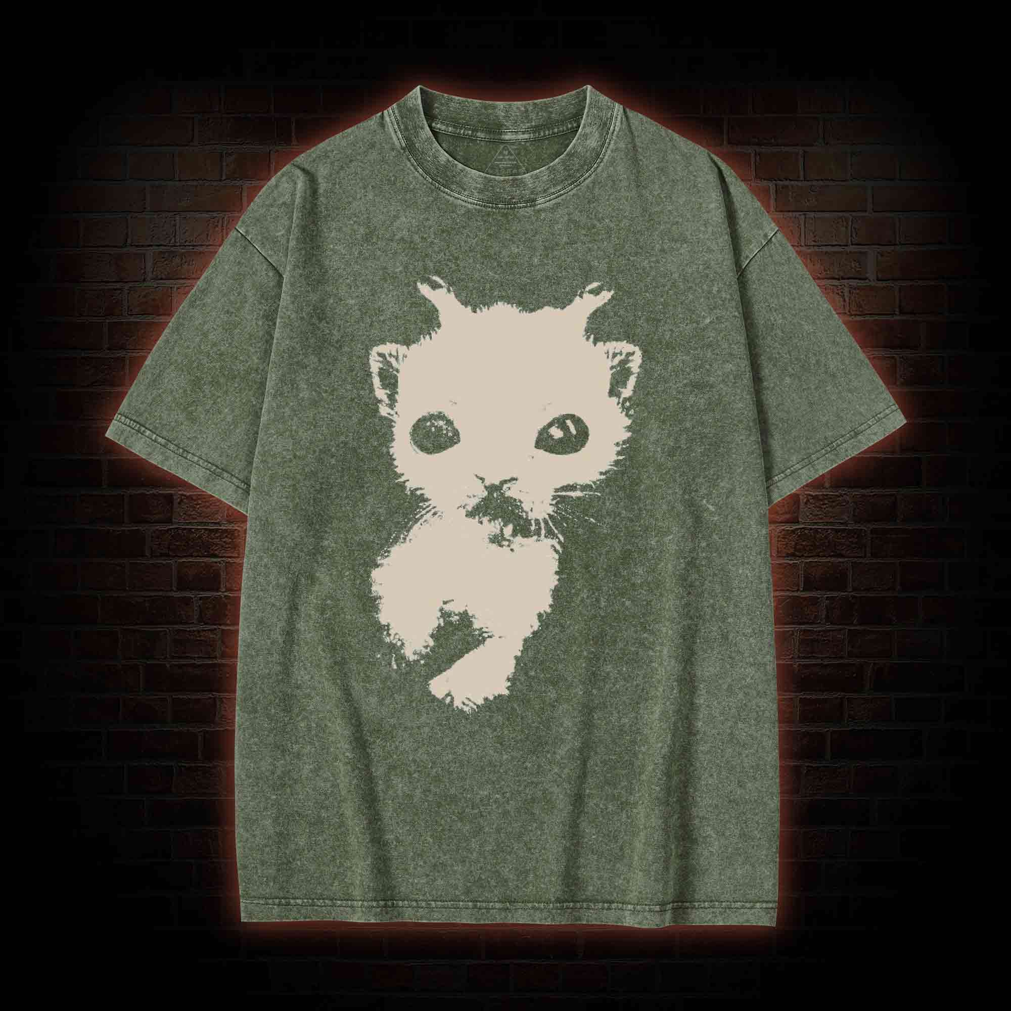 Silly Cat Alien Washed T-shirt