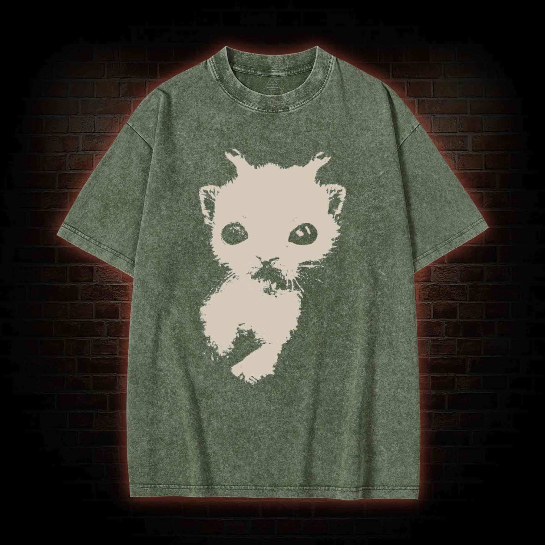 Silly Cat Alien Washed T-shirt