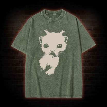 Silly Cat Alien Washed T-shirt