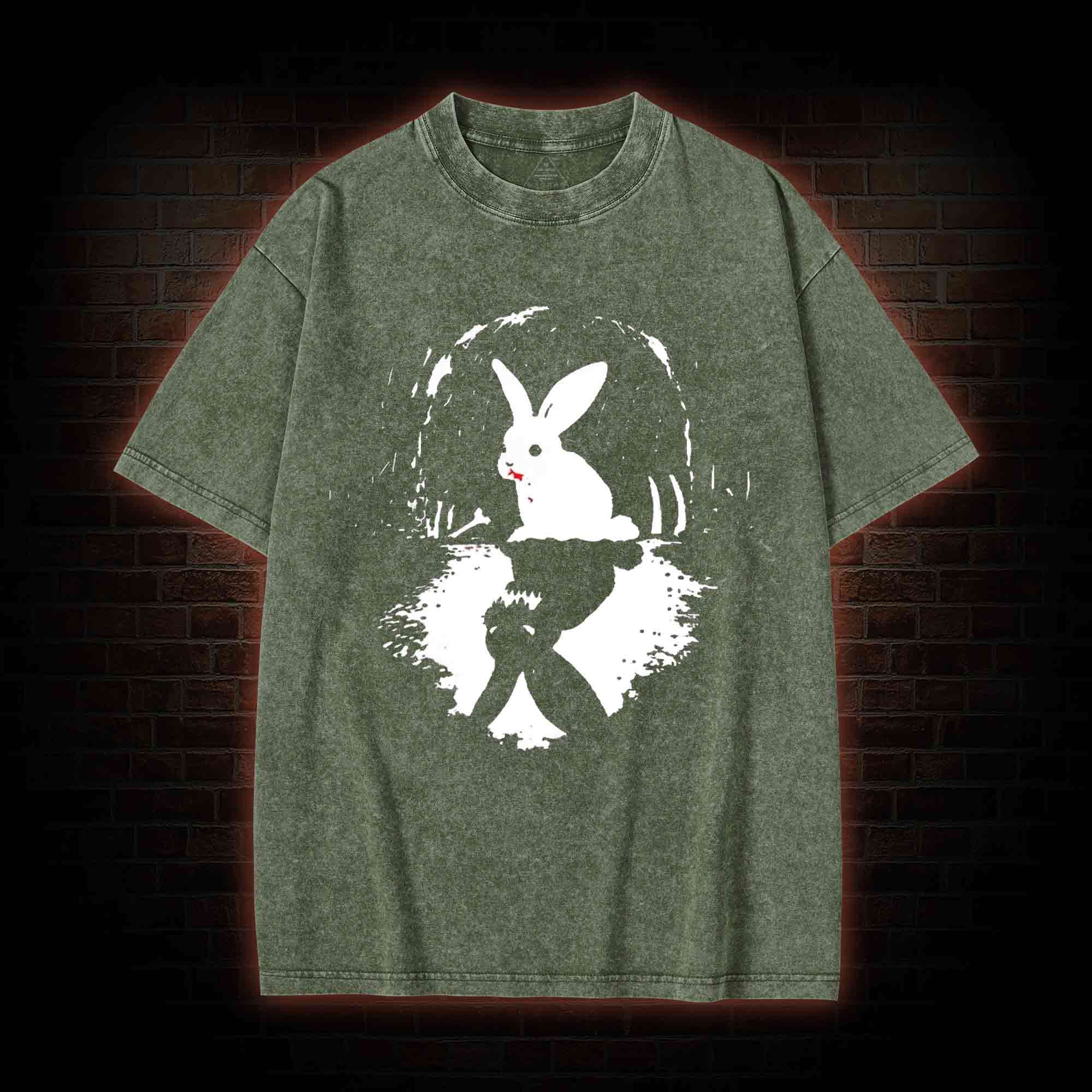 Surreal Duality Rabbit Reflection Washed T-shirt