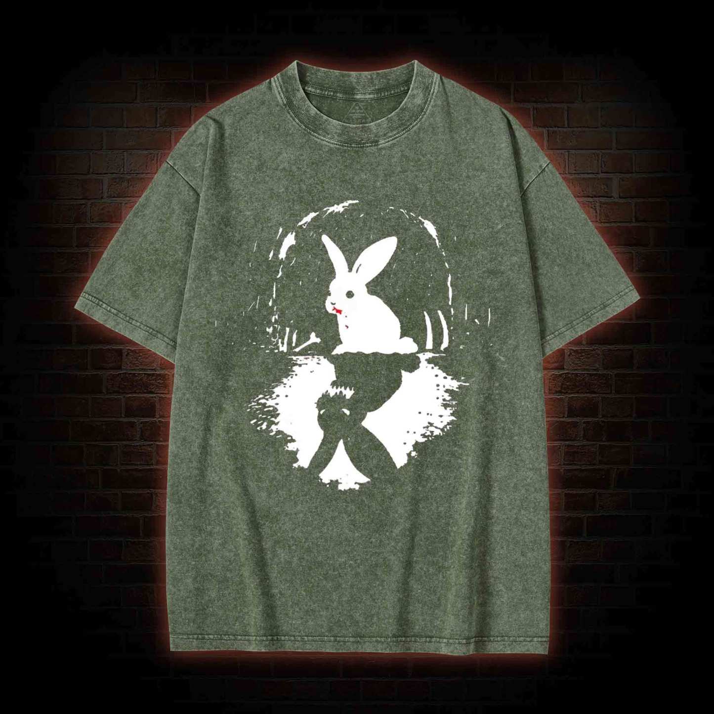Surreal Duality Rabbit Reflection Washed T-shirt