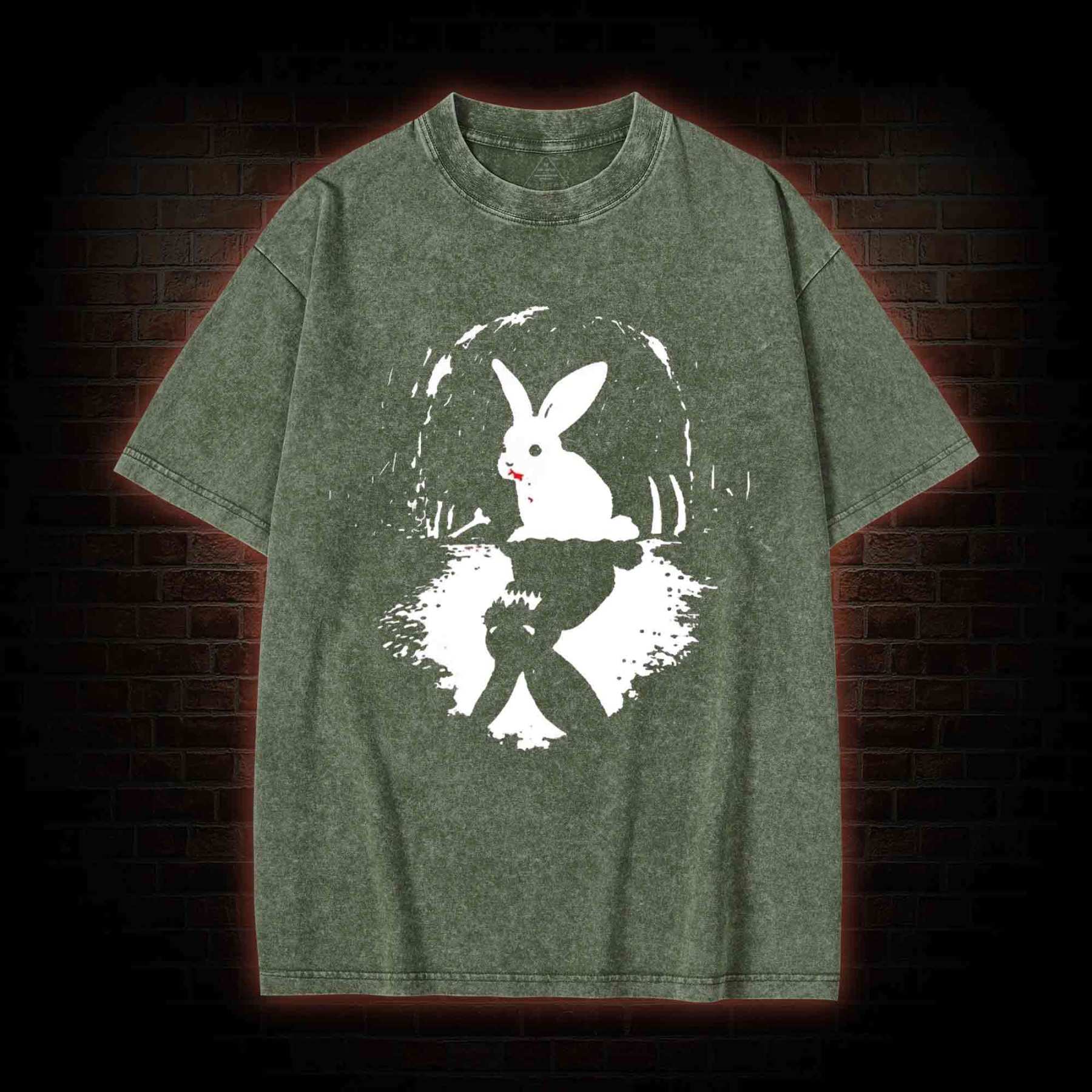 Surreal Duality Rabbit Reflection Washed T-shirt