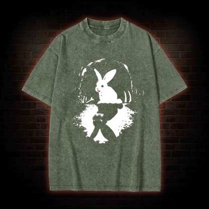 Surreal Duality Rabbit Reflection Washed T-shirt