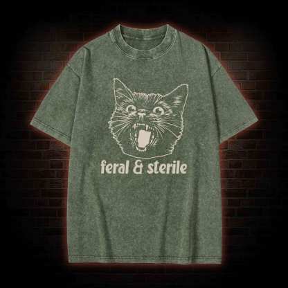 Feral and Sterile Cat Washed T-shirt