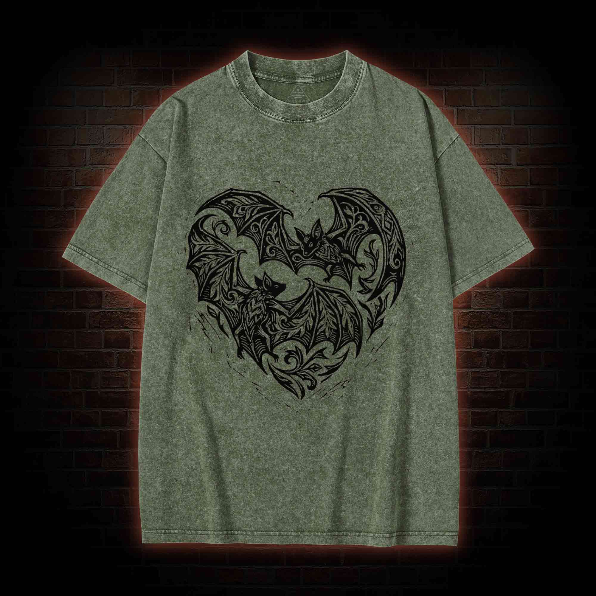 Vampire Bat Heart Washed T-shirt