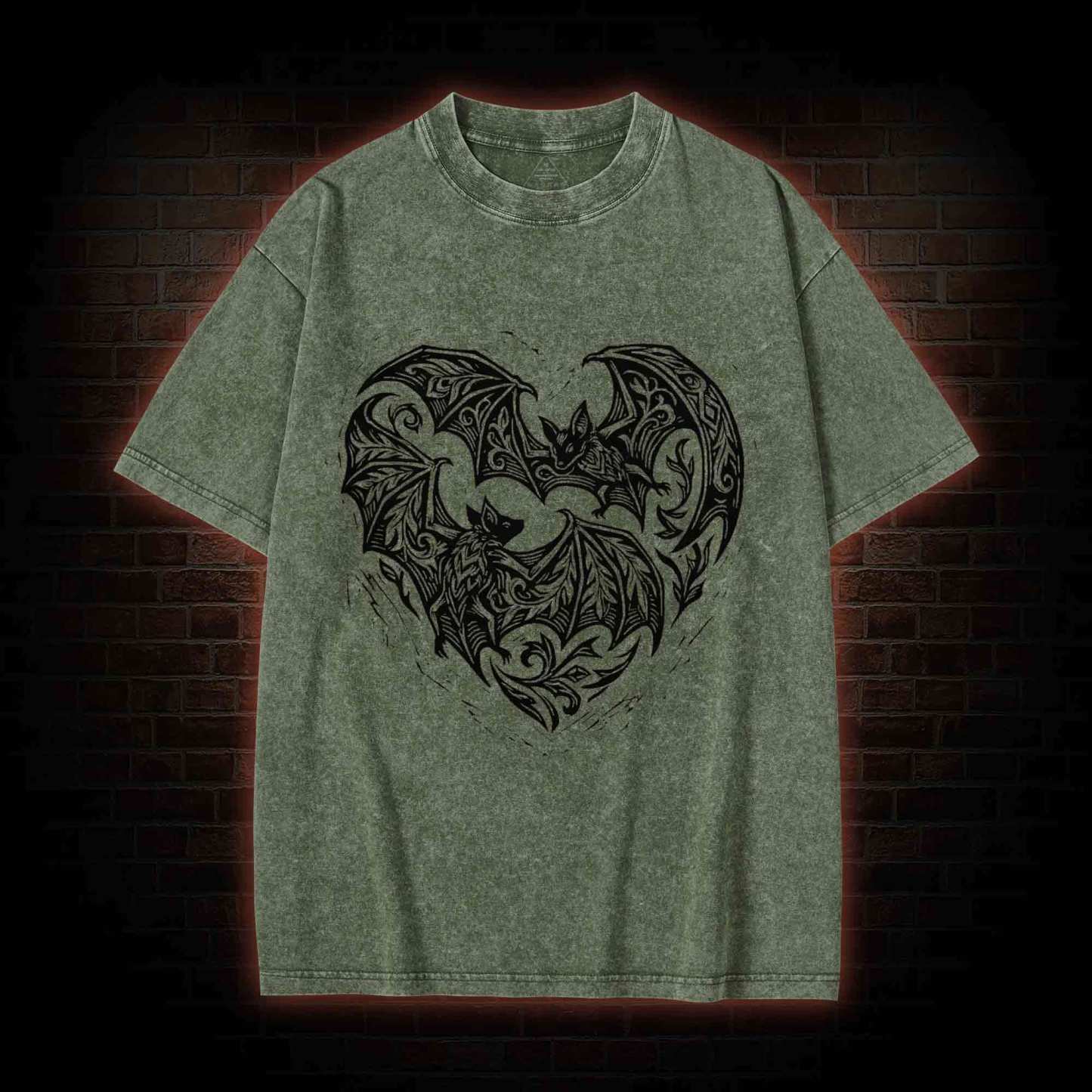 Vampire Bat Heart Washed T-shirt