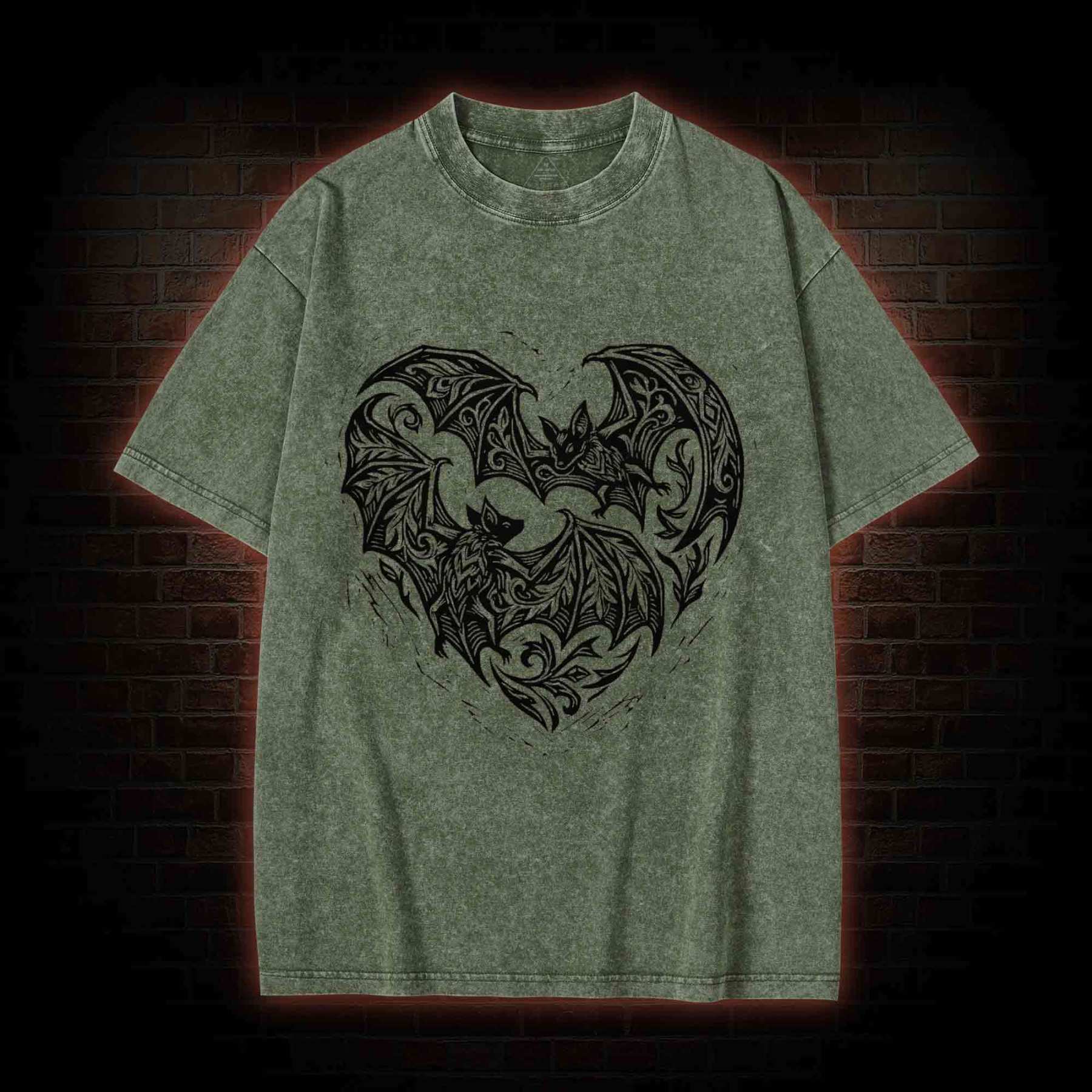 Vampire Bat Heart Washed T-shirt