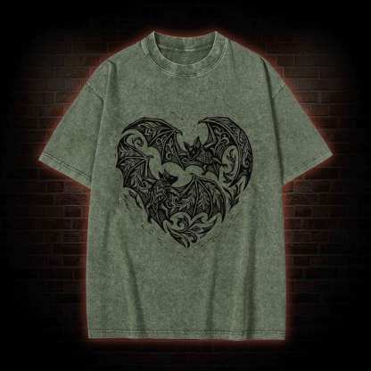 Vampire Bat Heart Washed T-shirt