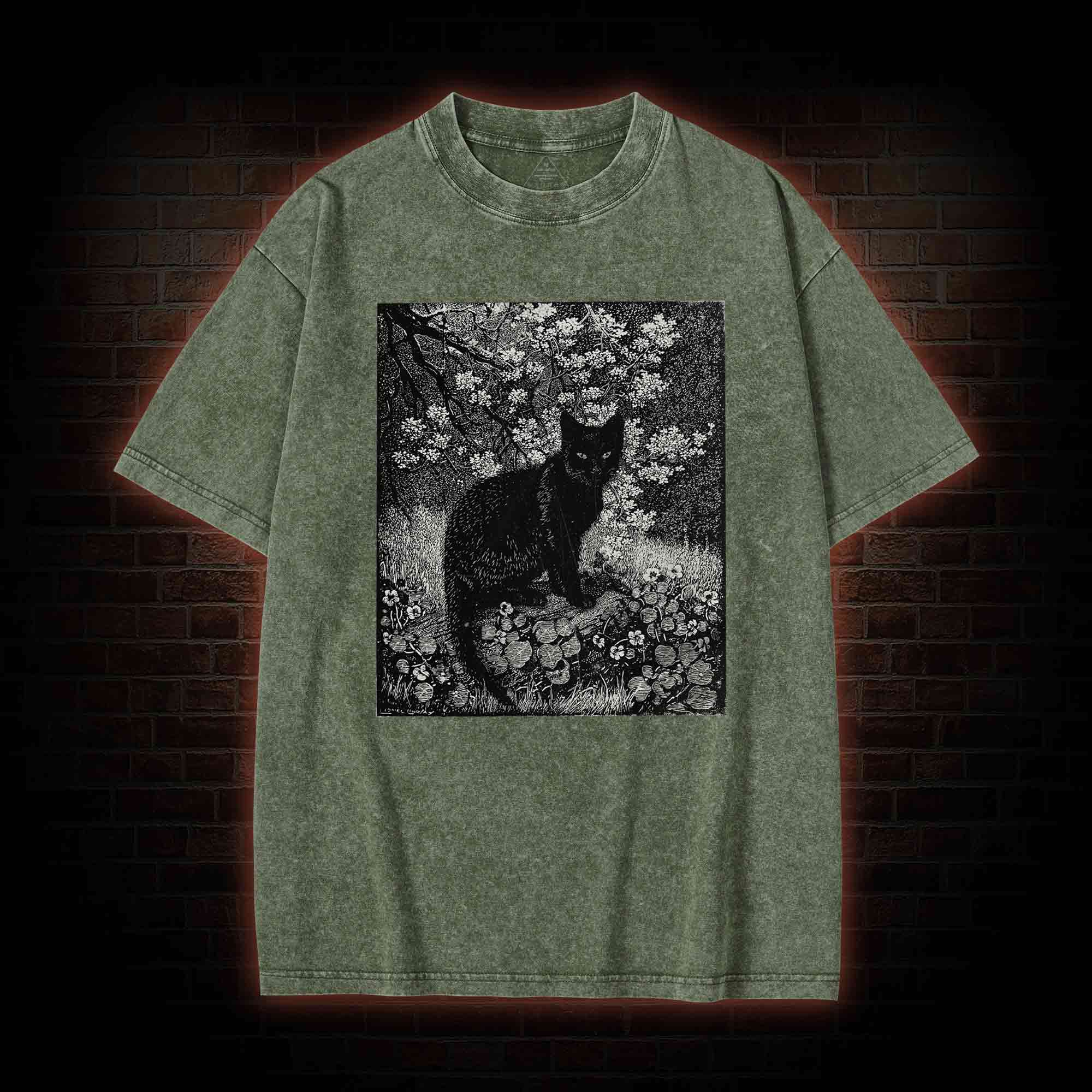 Vintage Black Cat Washed T-shirt