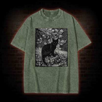 Vintage Black Cat Washed T-shirt