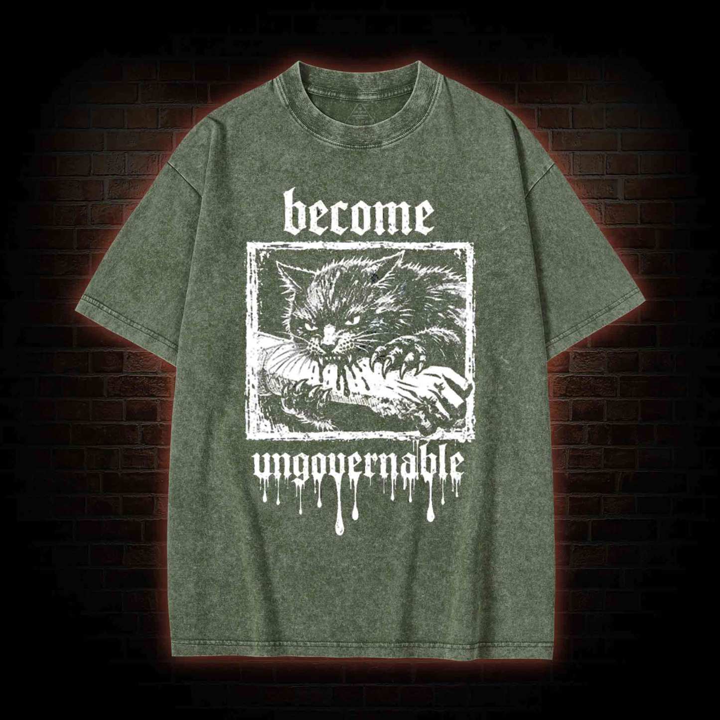 Funny Feral Cat Washed T-shirt