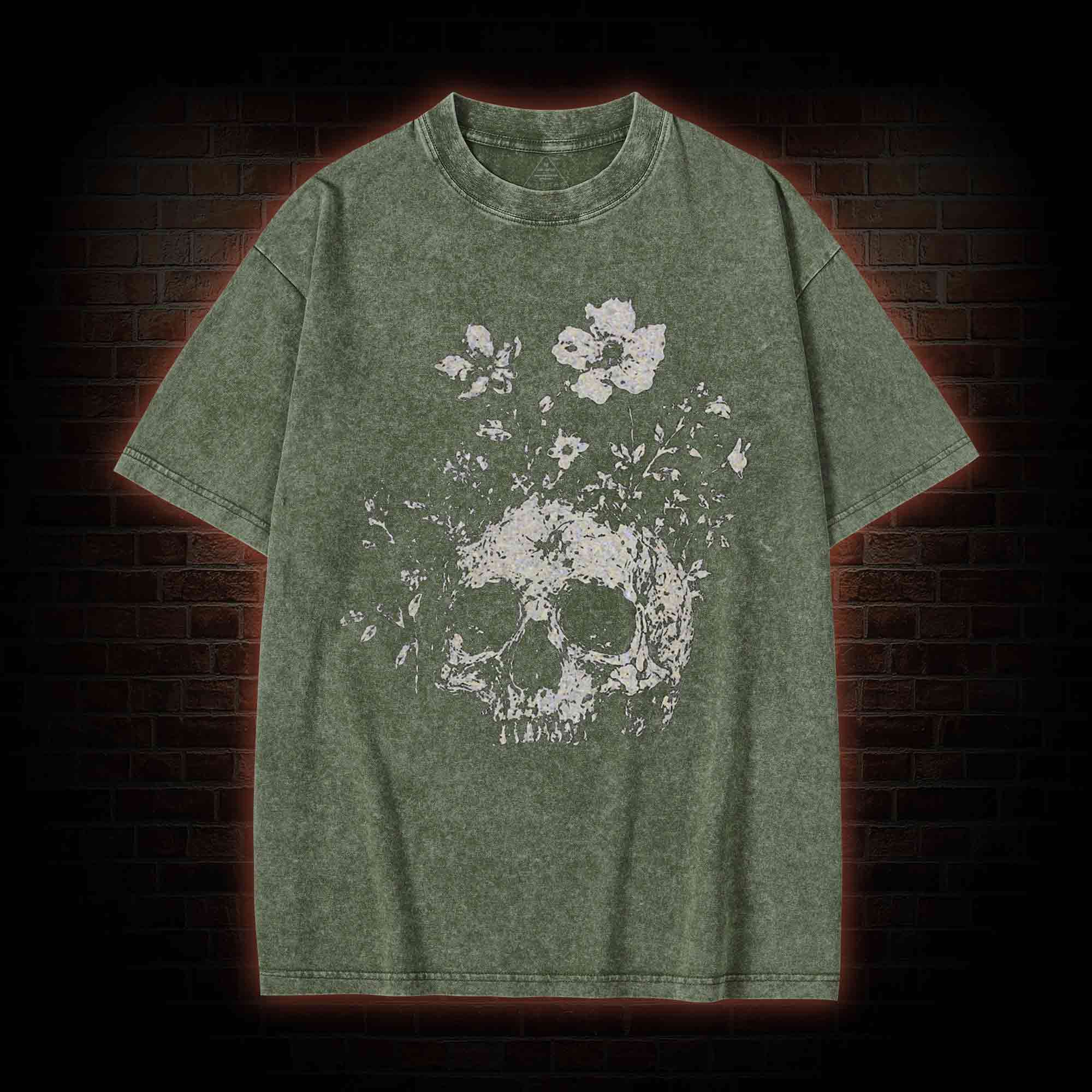 Floral Skull Washed T-shirt
