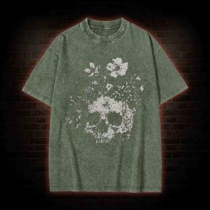 Floral Skull Washed T-shirt