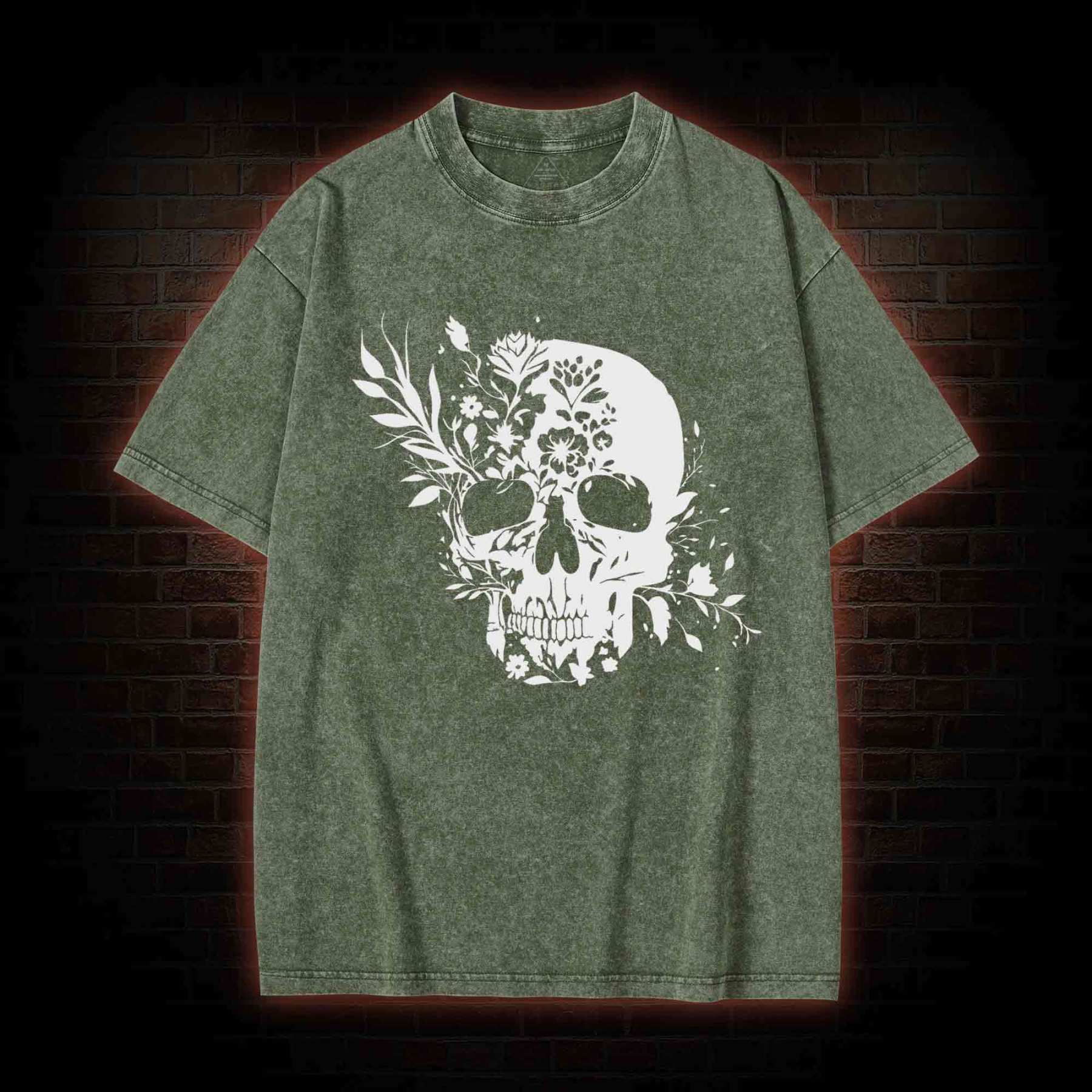Skull Floral Washed T-shirt